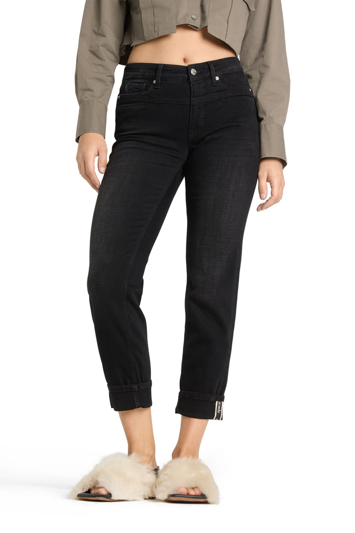 Jeans-Cambio-Pearlie-schwarz-aufschlag-verkürzt