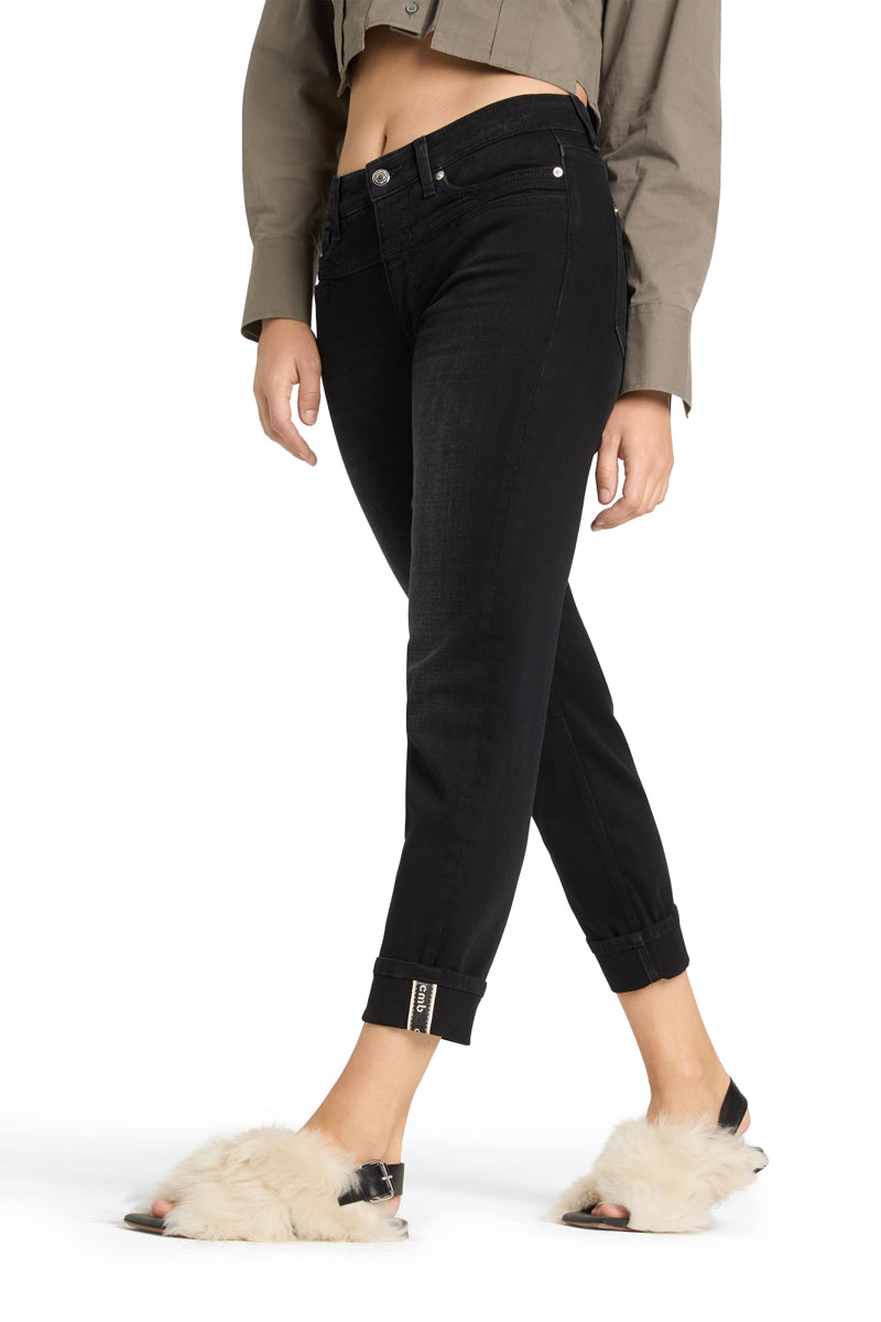 Jeans-Cambio-Pearlie-schwarz-aufschlag-verkürzt