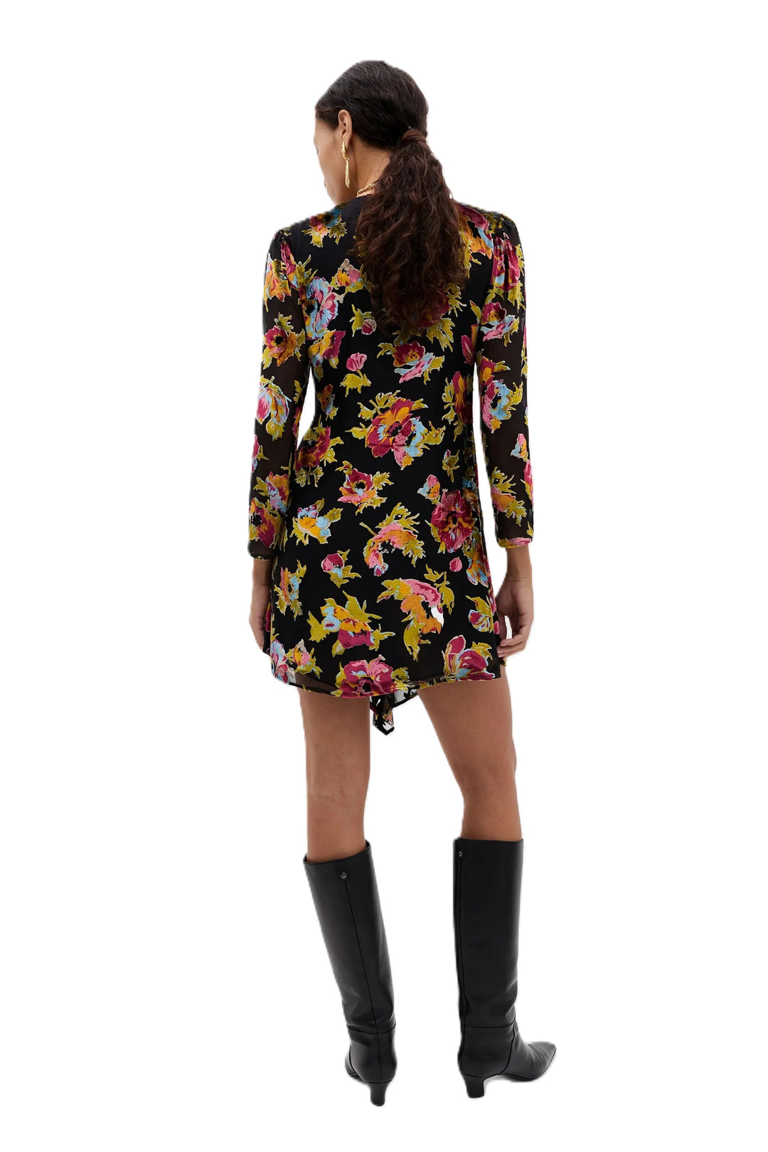 Kleid-Rixo-Kensley-bunt-kurz-Samtoptik-Wickelkleidoptik-Goldspange 