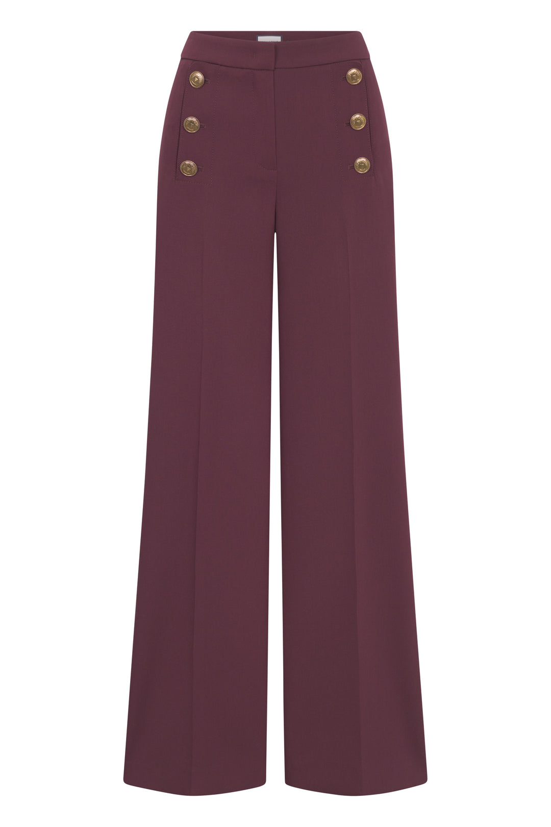 Hose-Seductive-Bridget-optical-fine-wool-Goldknöpfe-Barolo-Bordeaux-Rot
