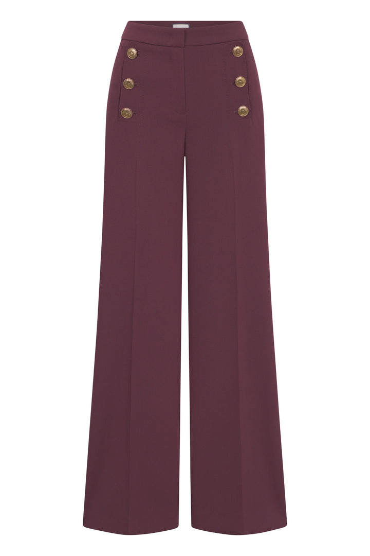 Hose-Seductive-Bridget-optical-fine-wool-Goldknöpfe-Barolo-Bordeaux-Rot