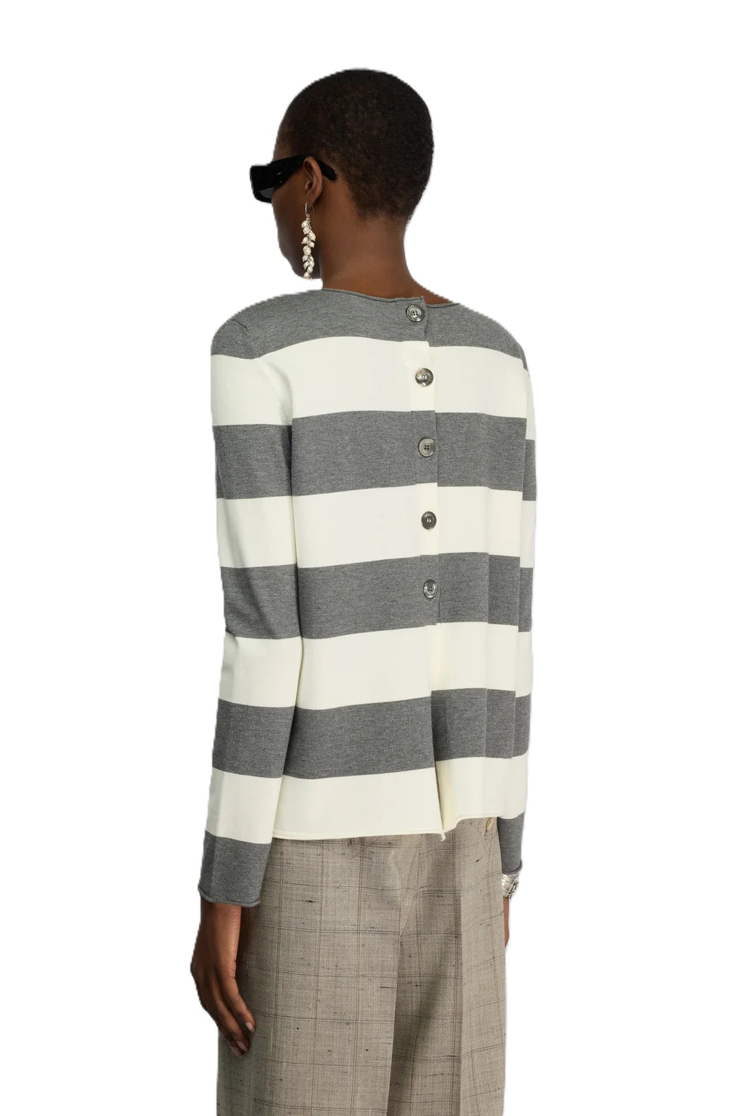 Pullover-Semicouture-Grau-Weiss-Maglia-Eleonora