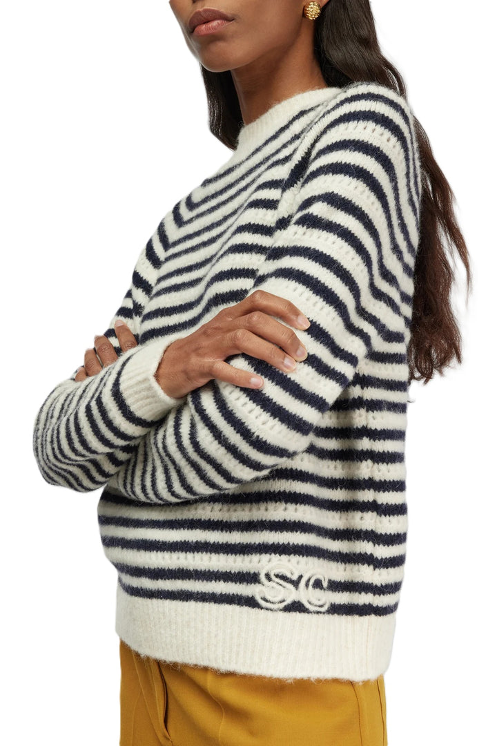 Pullover-Semicouture-Schwarz-Weiss-Streifen-Maglia-Morgana