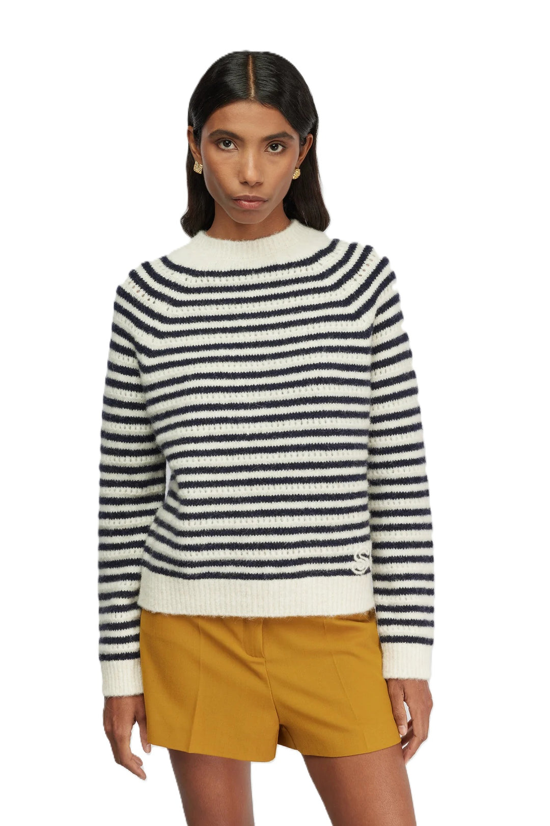Pullover-Semicouture-Schwarz-Weiss-Streifen-Maglia-Morgana