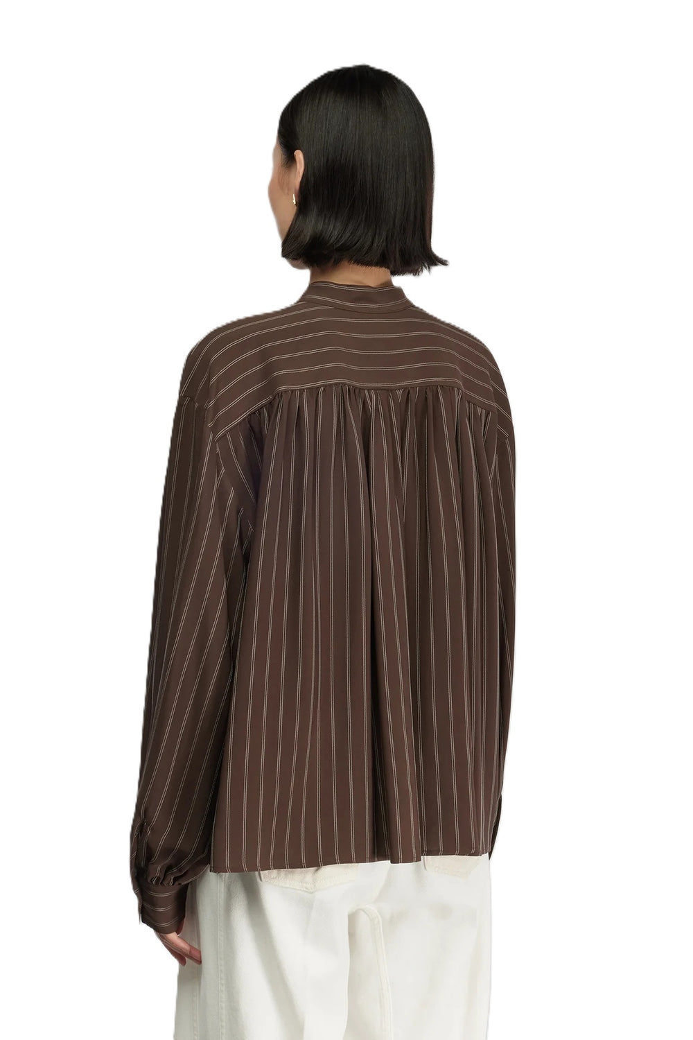 Bluse-Semicouture-Braun-Bluse-Margherita-Streifen 