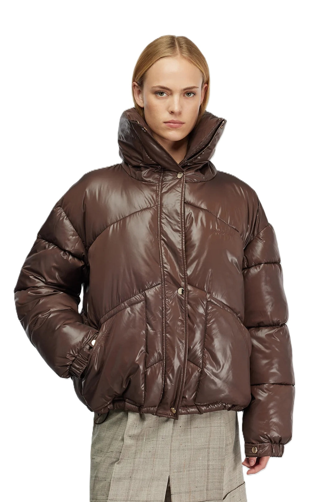 Jacke-Semicouture-Braun-Piumino-Susana-Steppjacke-Leichtdaune