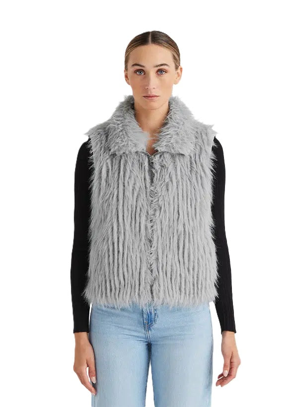 Jacke-Milestone-MSRonja-grau-Fakefur-Zip-hoher Kragen 