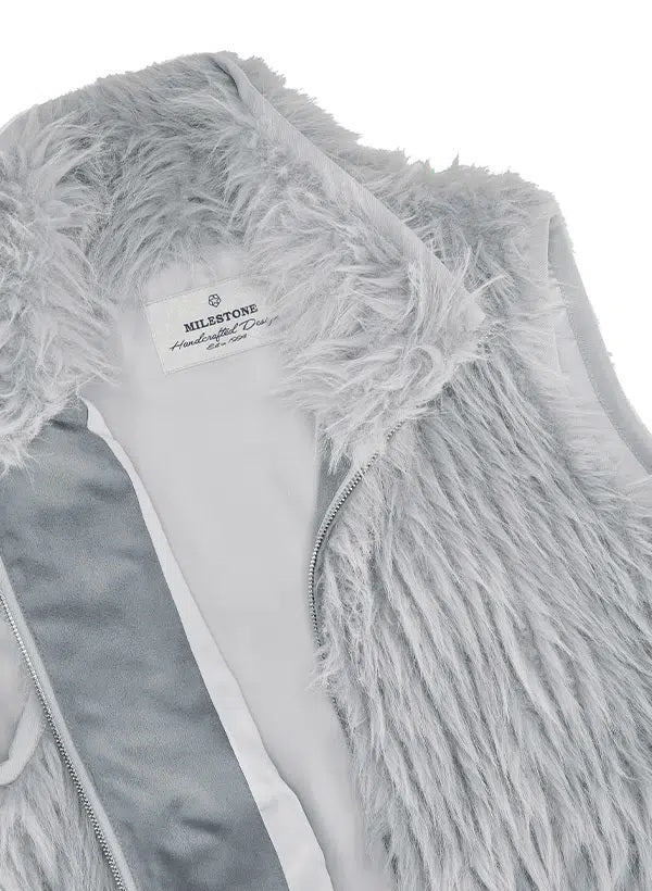 Jacke-Milestone-MSRonja-grau-Fakefur-Zip-hoher Kragen 