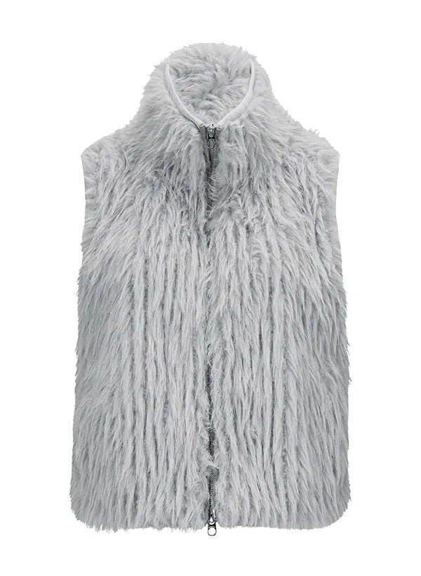 Jacke-Milestone-MSRonja-grau-Fakefur-Zip-hoher Kragen 