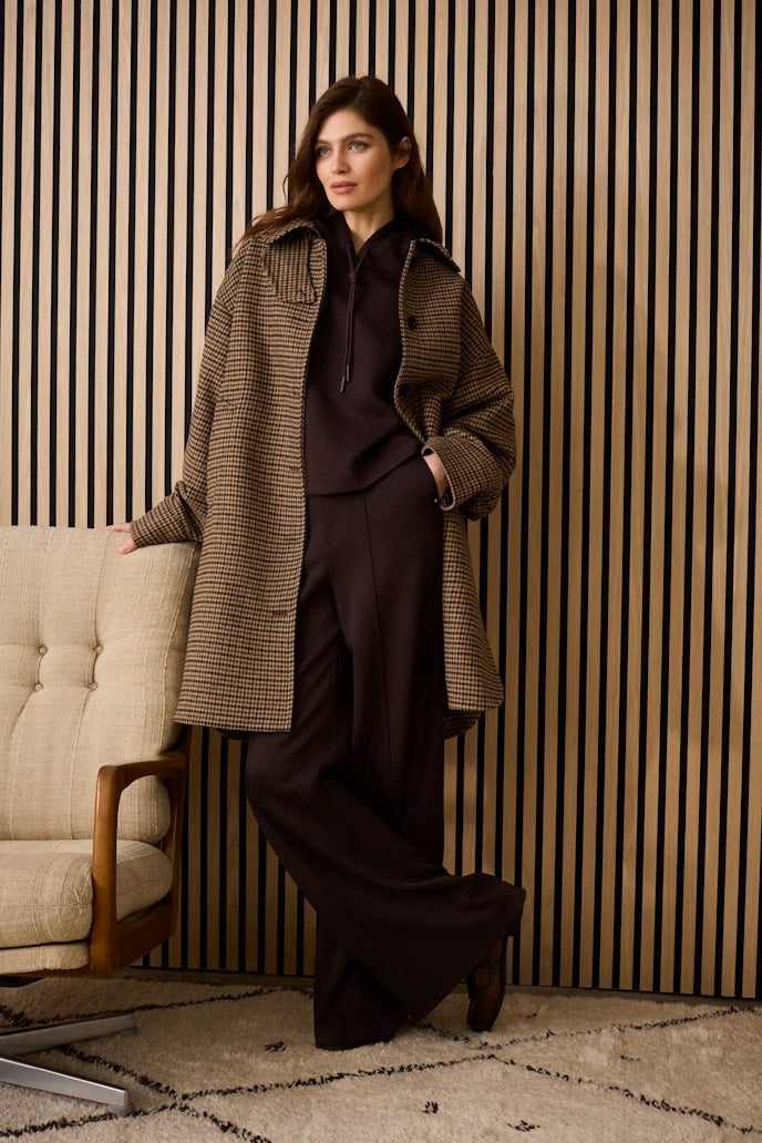 Sweatshirt-Oui-braun-Kapuze-kordel-boxy