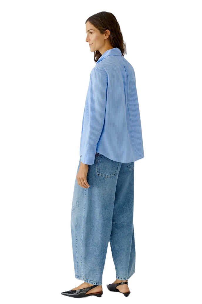 Bluse-Oui-Streifen-Schluppe-ueberlappende Rueckenfalte-lang