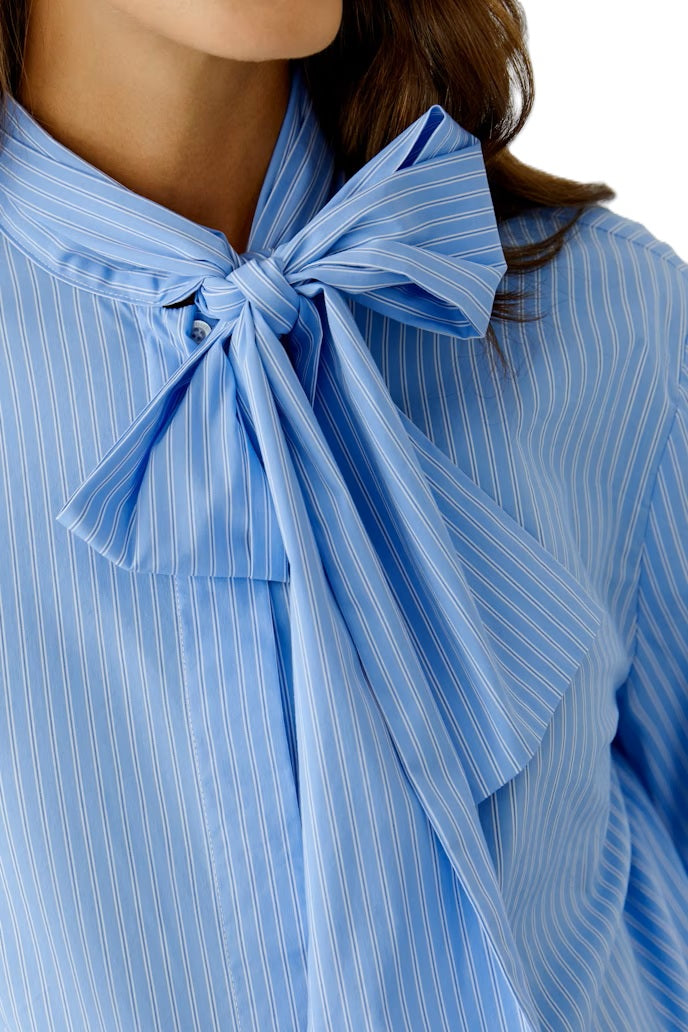 Bluse-Oui-Streifen-Schluppe-ueberlappende Rueckenfalte-lang