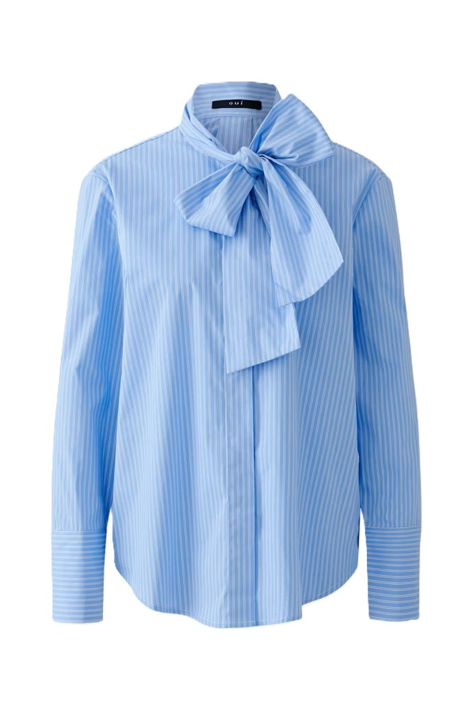 Bluse-Oui-Streifen-Schluppe-ueberlappende Rueckenfalte-lang