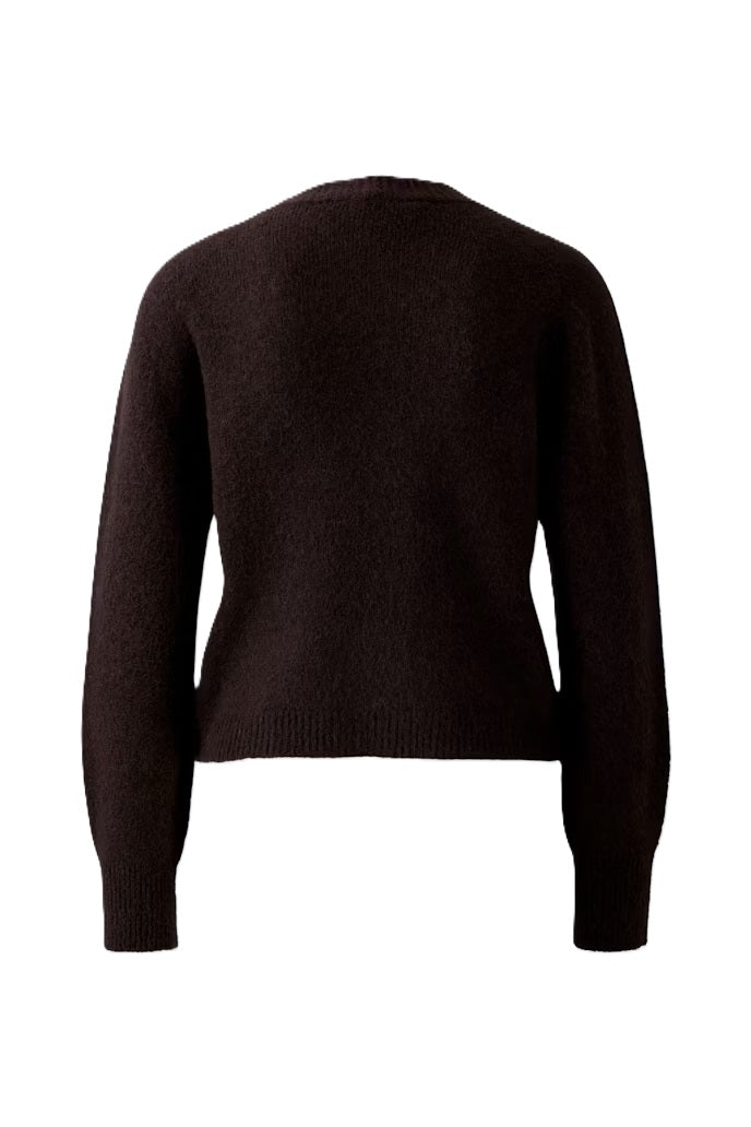 Pullover-Oui-braun-Raglanaermel-Rundhalsausschnitt-nahtlos