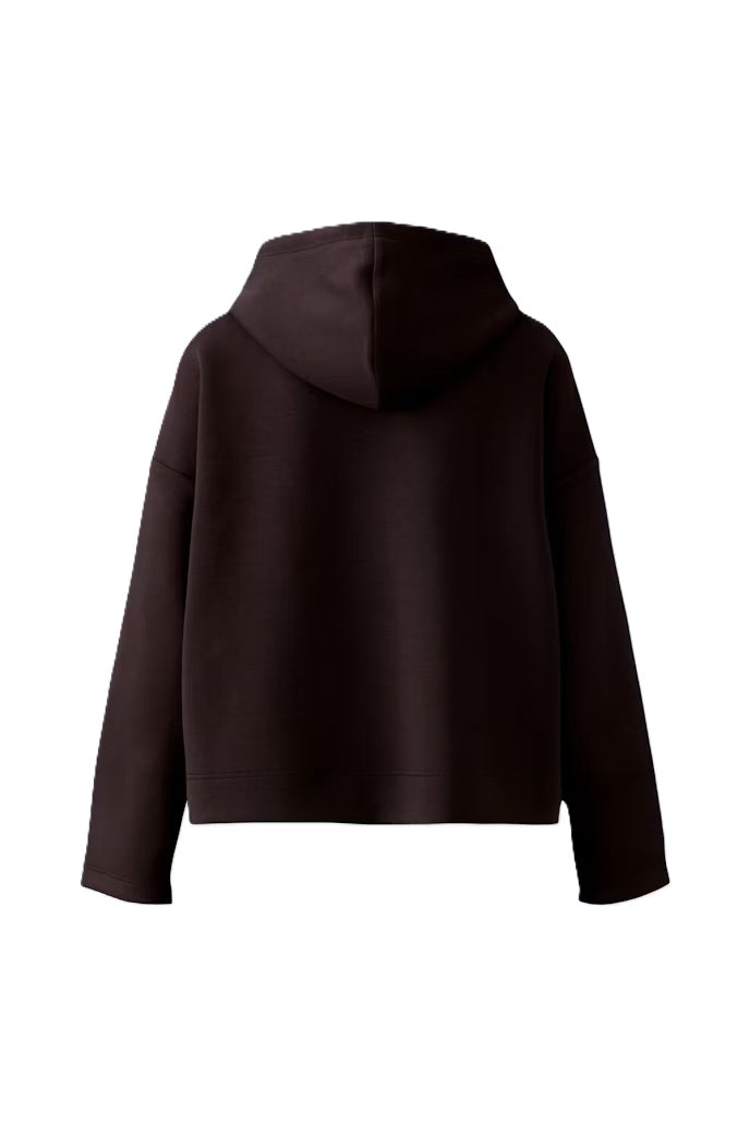 Sweatshirt-Oui-braun-Kapuze-kordel-boxy
