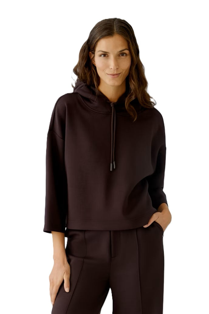 Sweatshirt-Oui-braun-Kapuze-kordel-boxy