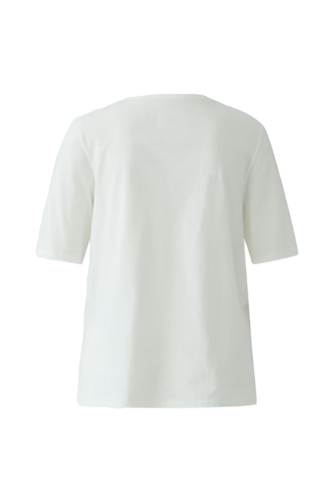 T-Shirt-Oui-handgezeichnetes Motiv-Pailletten-weiß