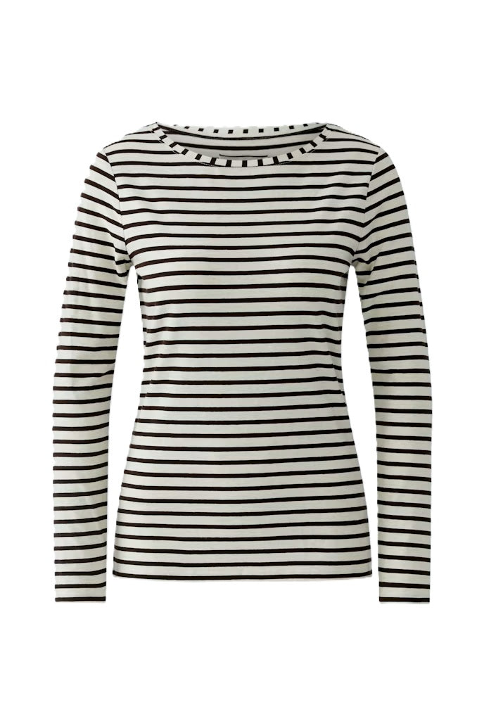 Shirt-Oui-SUMIKO-gestreift-braun-ecru