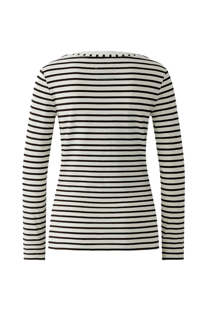 Shirt-Oui-SUMIKO-gestreift-braun-ecru