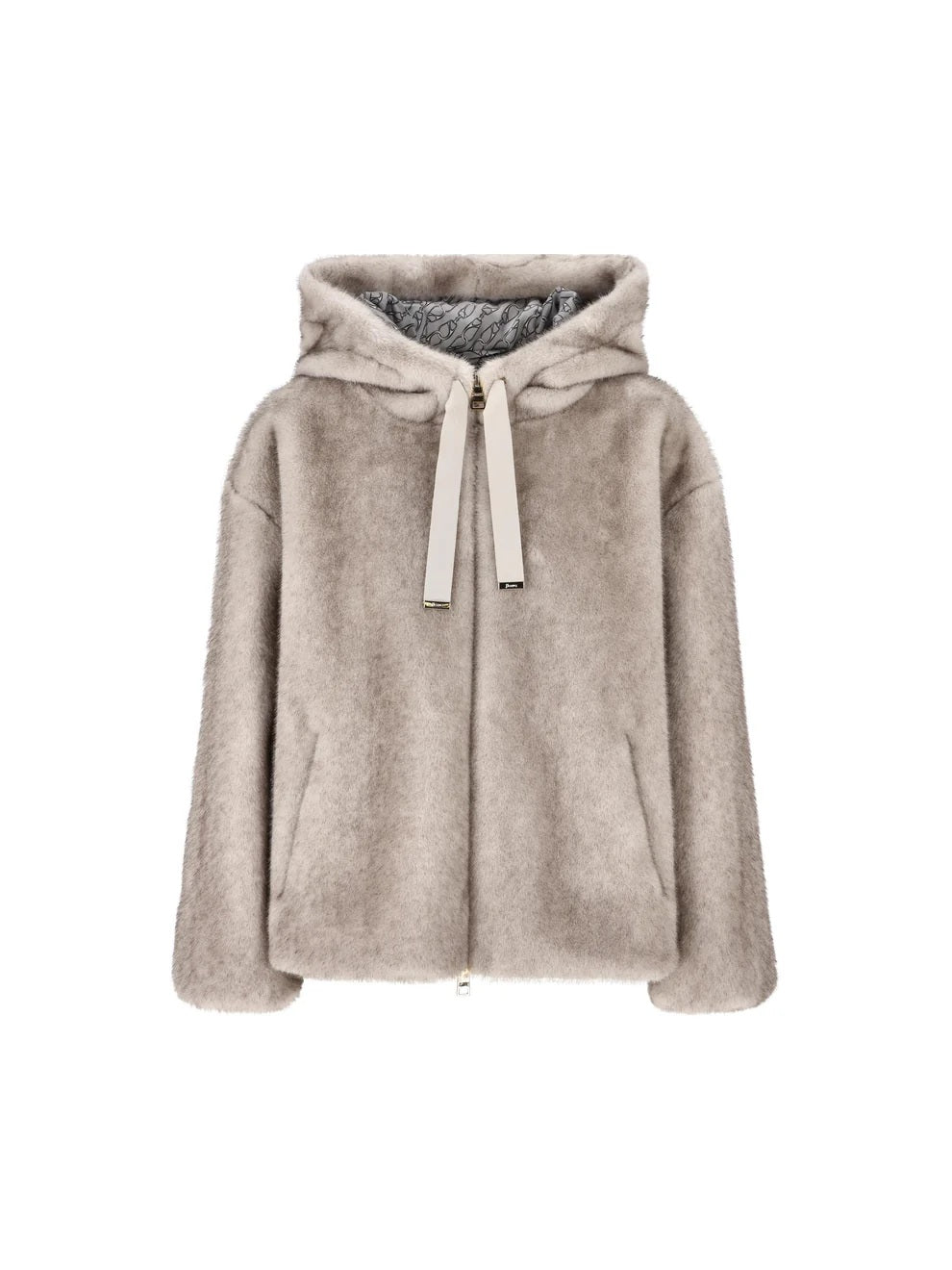 Jacke-Herno-Fakefur-grau-Kapuze-Zip-Gefuettert