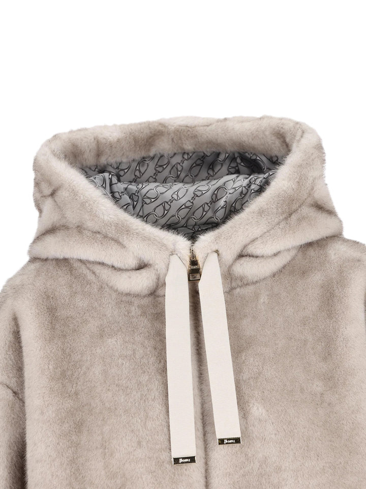 Jacke-Herno-Fakefur-grau-Kapuze-Zip-Gefuettert