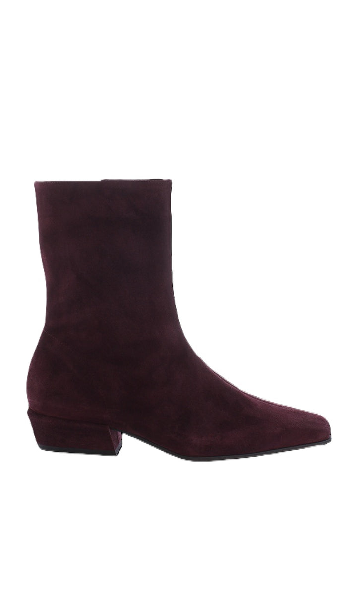 Stiefelette-Kennel&Schmenger-Alma Suede-bordeaux-Zip-Eckige Spitze-eckiger Absatz