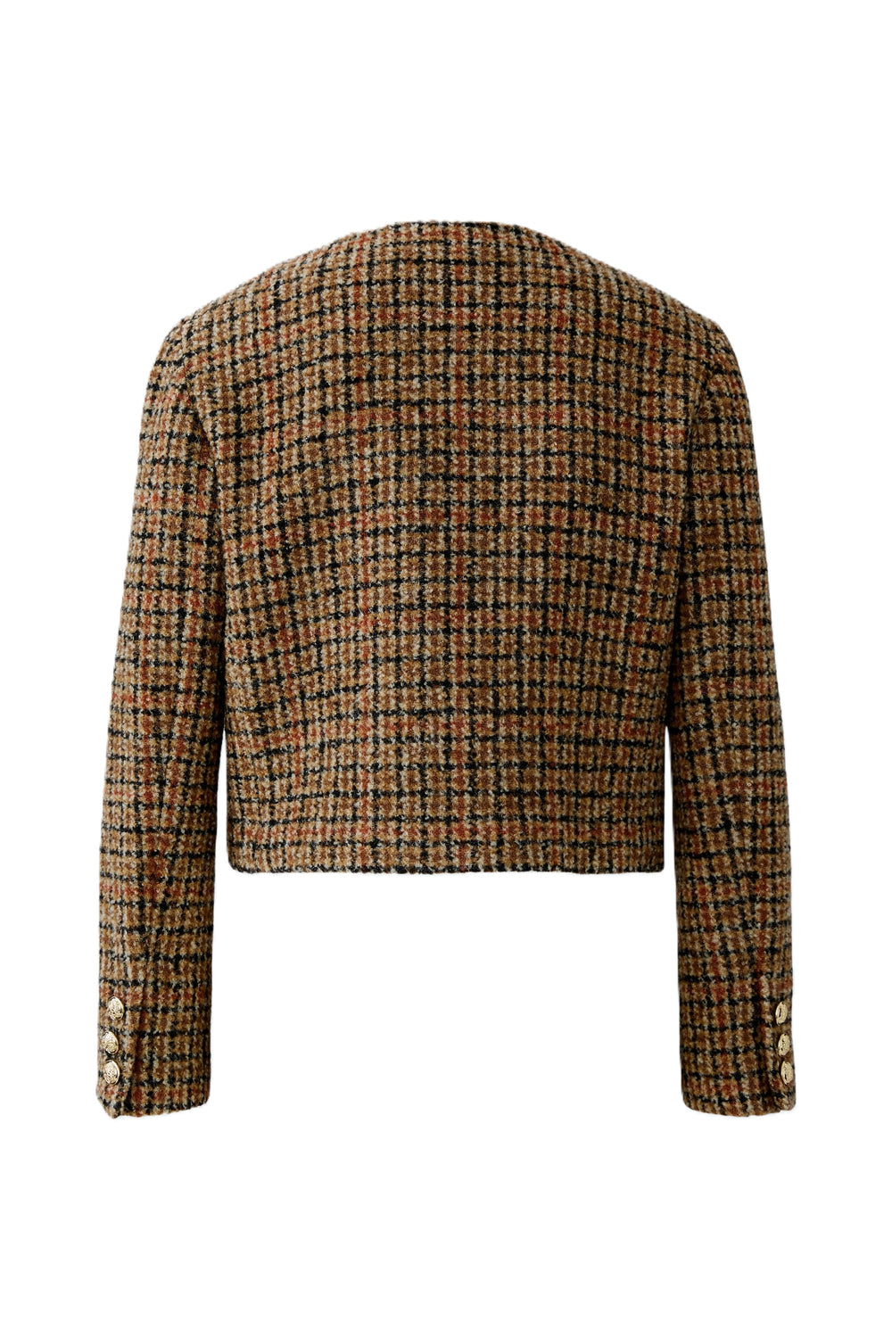 Jacke-Oui-Karo-Goldknoepfe-Doppelreiher-kurz