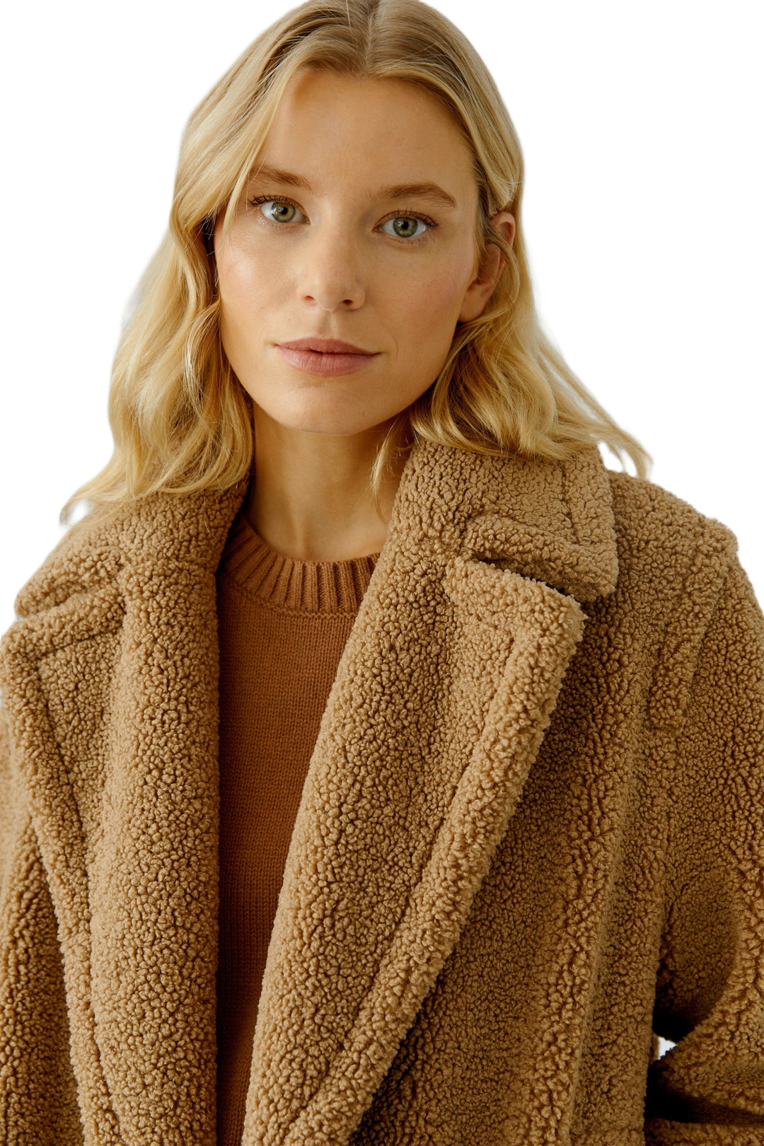 Mantel-Oui-Teddy-camel-mittellang -knopf
