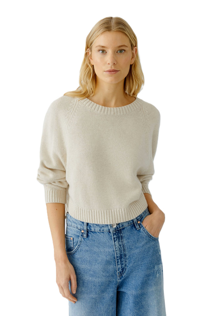 Pullover-Oui-ecru-Raglanaermel-boxy-Rundhals