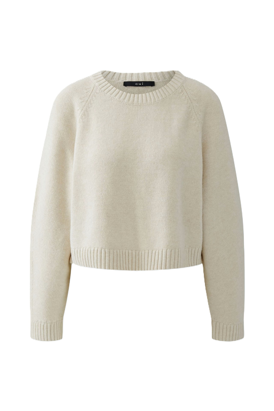 Pullover-Oui-ecru-Raglanaermel-boxy-Rundhals