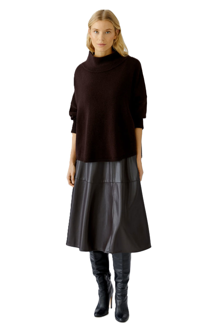 Pullover-Oui-Braun-Stehkragen-Raglanaermel-Weit geschnitten 