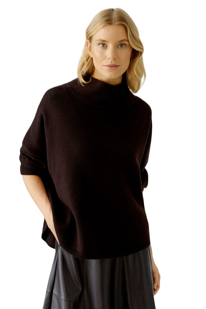Pullover-Oui-Braun-Stehkragen-Raglanaermel-Weit geschnitten 