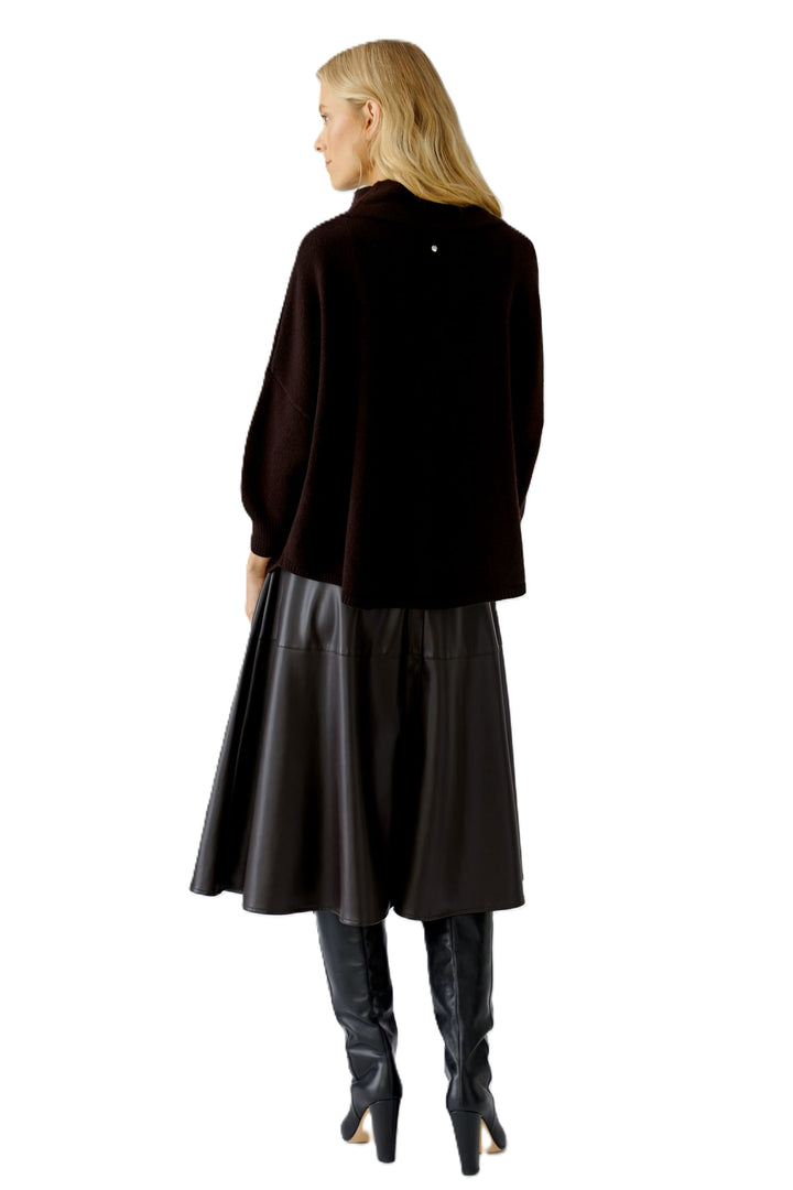 Pullover-Oui-Braun-Stehkragen-Raglanaermel-Weit geschnitten 