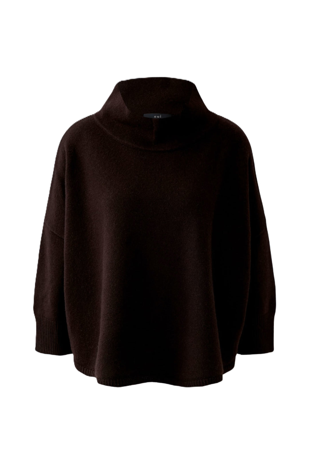 Pullover-Oui-Braun-Stehkragen-Raglanaermel-Weit geschnitten 