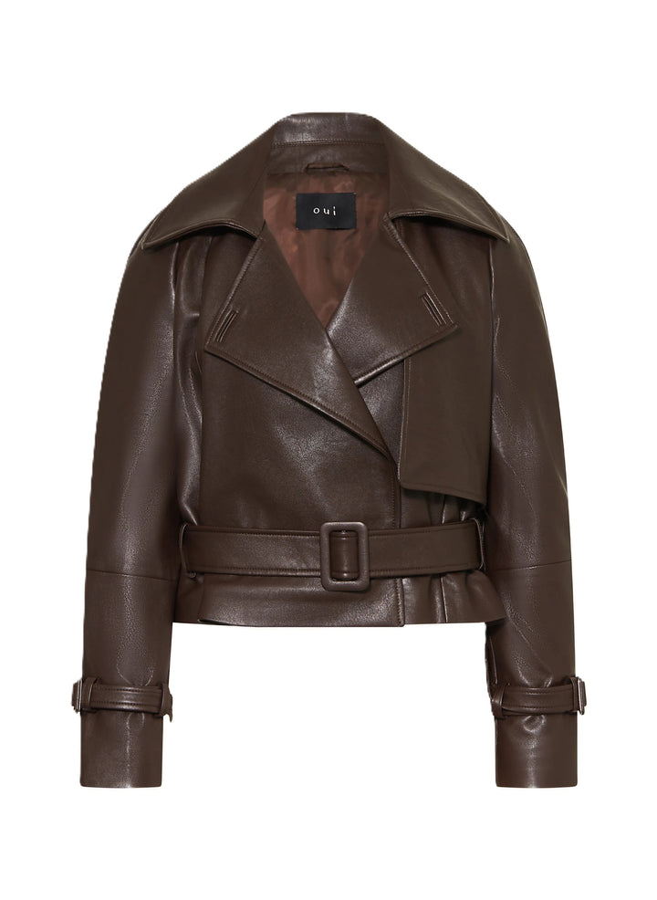 Fakelederjacke-Oui-braun-Riegel-Guertel