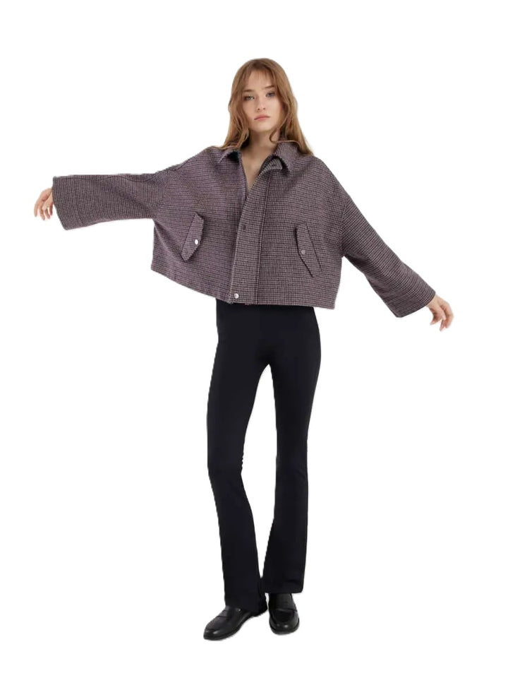 Jacke-SoSue-Victoria Jacket-Karo-oversized-bordeaux-grau