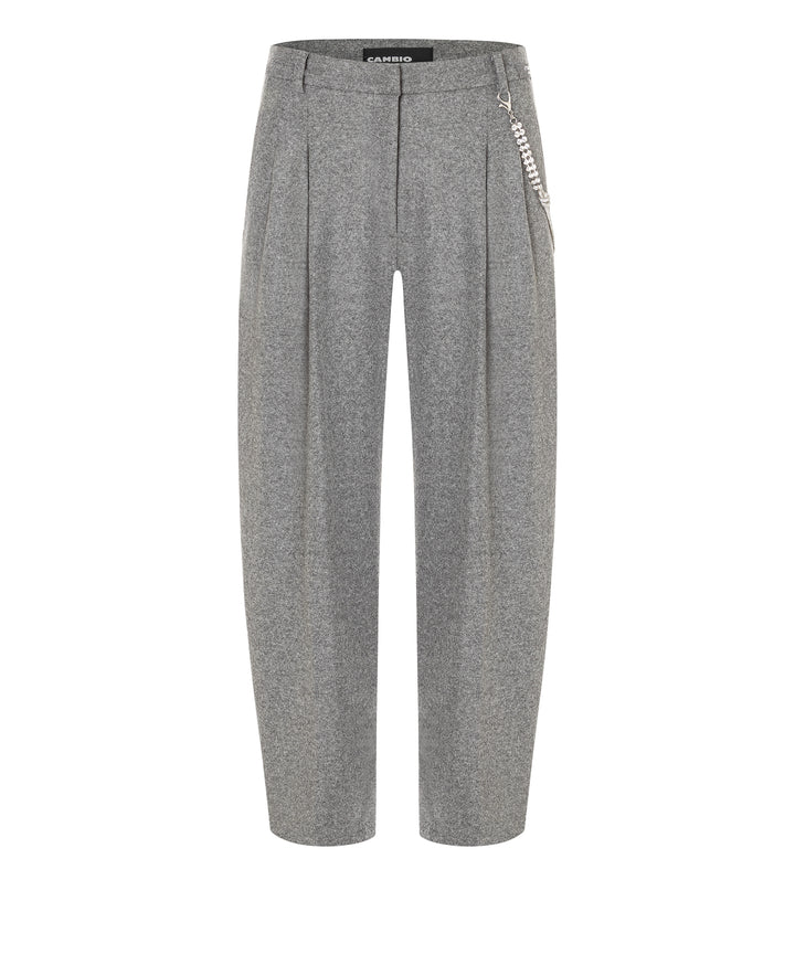Hose-Cambio-Emilie-grau meliert-Glitzerkette-o shape-bundfalte 