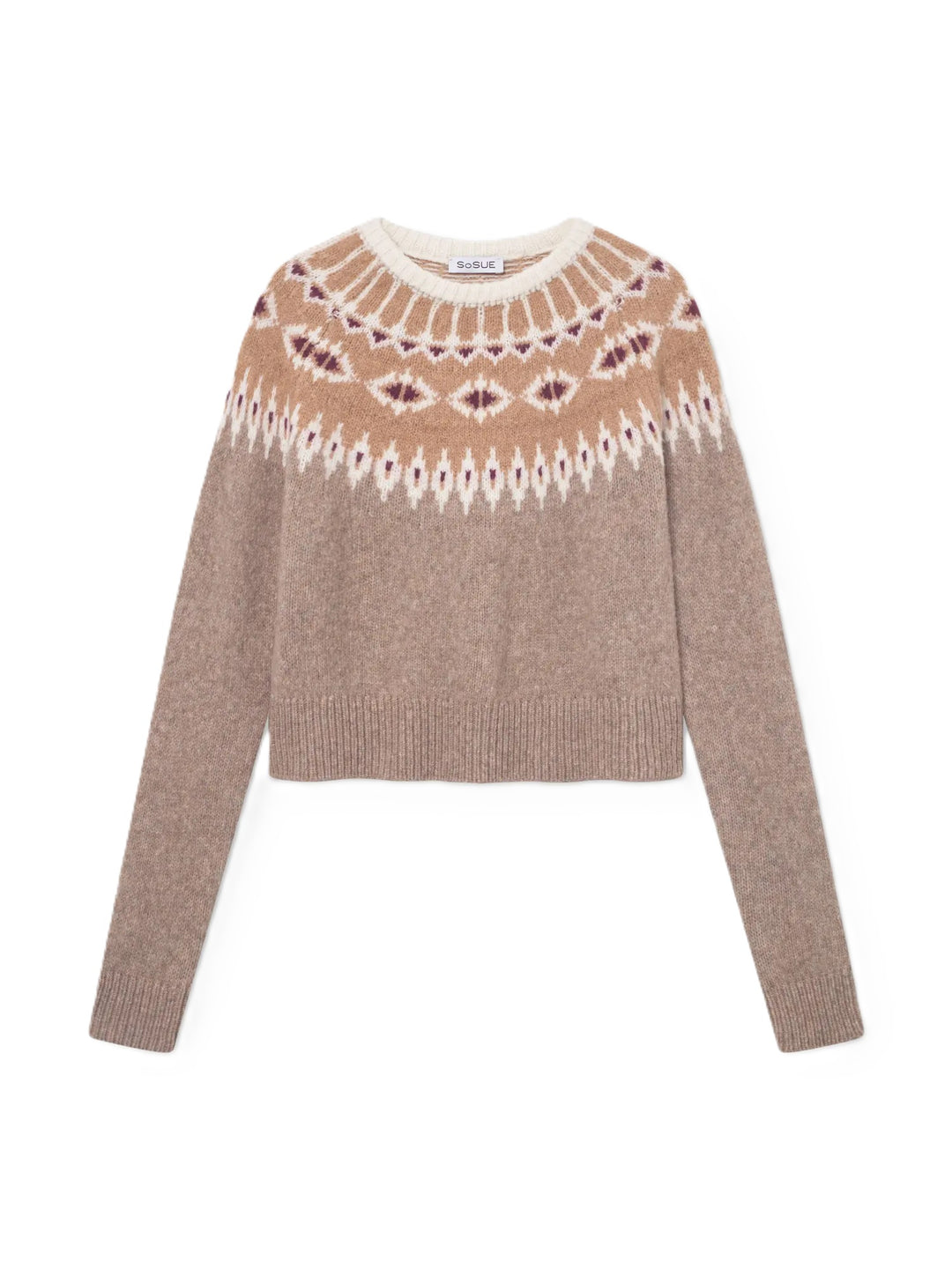 Pullover-SoSue-Norweger-Beige bordeaux-rundhals-lässig 