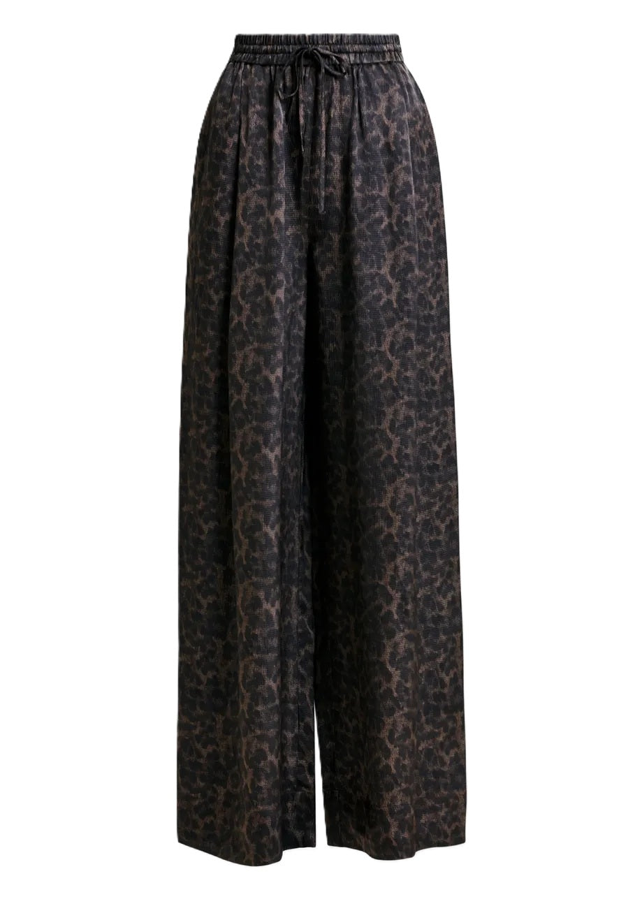 Hose-Essentiel-Antwerp-Irving-Kordelzug-weites-Bein-Leomuster-schwarz-braun