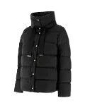 Jacke Herno Woven Jacket in schwarz. Diese wunderschöne Jacke hat ein ganz besonderes Design. Sie hat eine satinierte und weiche Haptik. Sie hat eine bequeme Passform und ist sehr leicht. Am Kragen hat sie einen Tunnelzug zum Verstellen. Außerdem hat sie Paspeltaschen und eine Wattierung aus Daune. 