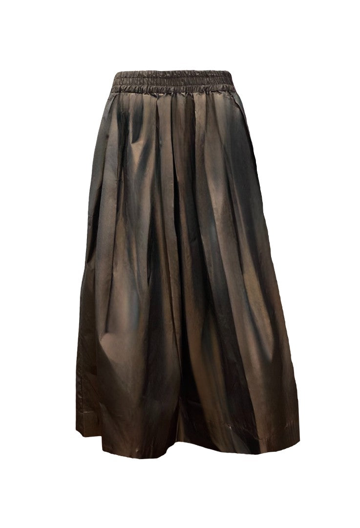 Rock-The-White-Shirt-Taft-glänzend-Gummibund-braun