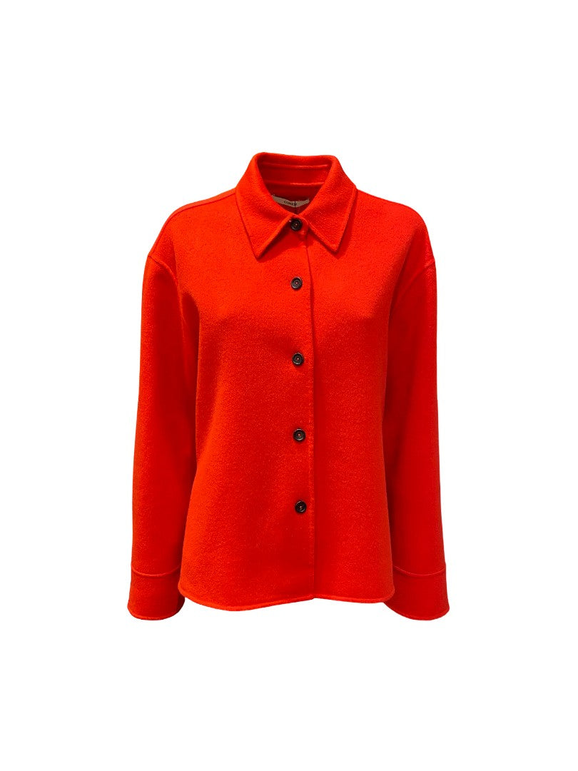 Jacke-Odeeh-Manschetten-Hemdkragen-Knopfverschluss-Fire-Red-rot