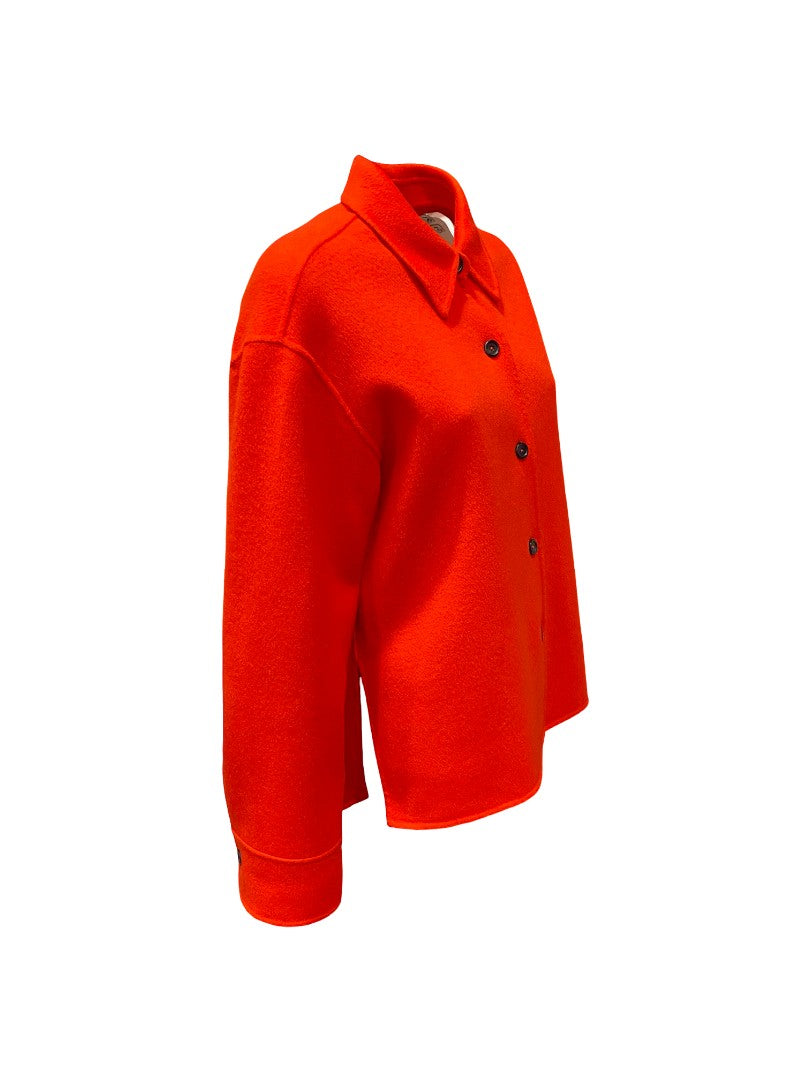 Jacke-Odeeh-Manschetten-Hemdkragen-Knopfverschluss-Fire-Red-rot