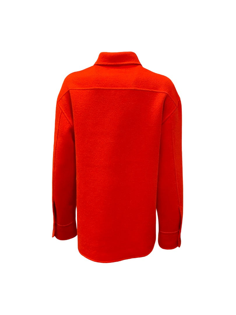 Jacke-Odeeh-Manschetten-Hemdkragen-Knopfverschluss-Fire-Red-rot