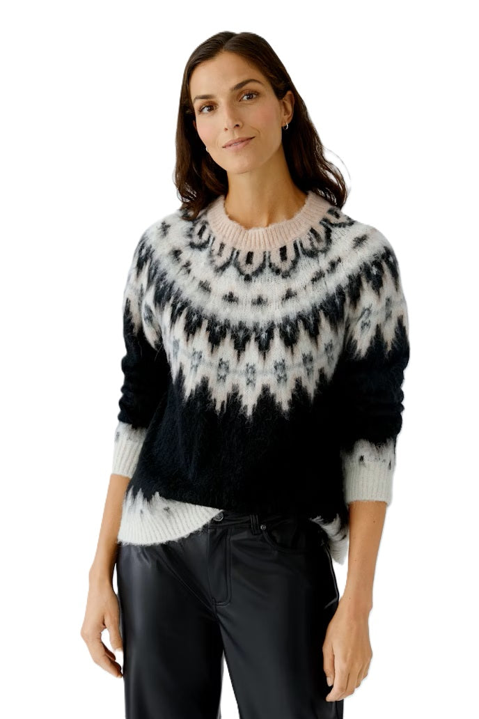 Pullover-Oui_norweger-rosa schwarz-rundhals-Alpaka 