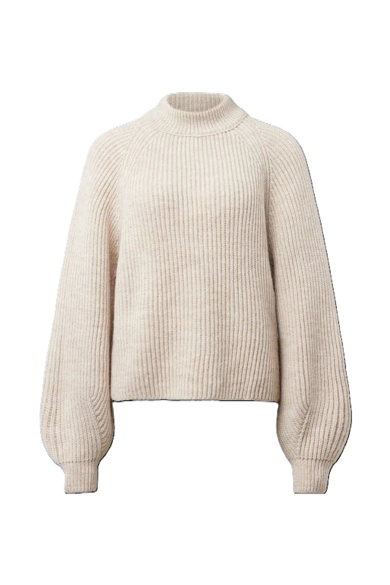 Pullover-Drykorn -KIMONI 10-stehkragen-gerippt-ballonaermel-ecru