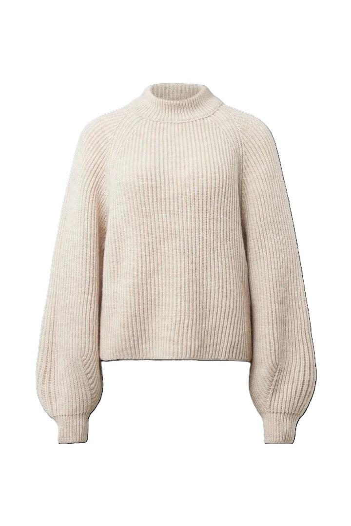 Pullover-Drykorn -KIMONI 10-stehkragen-gerippt-ballonaermel-ecru
