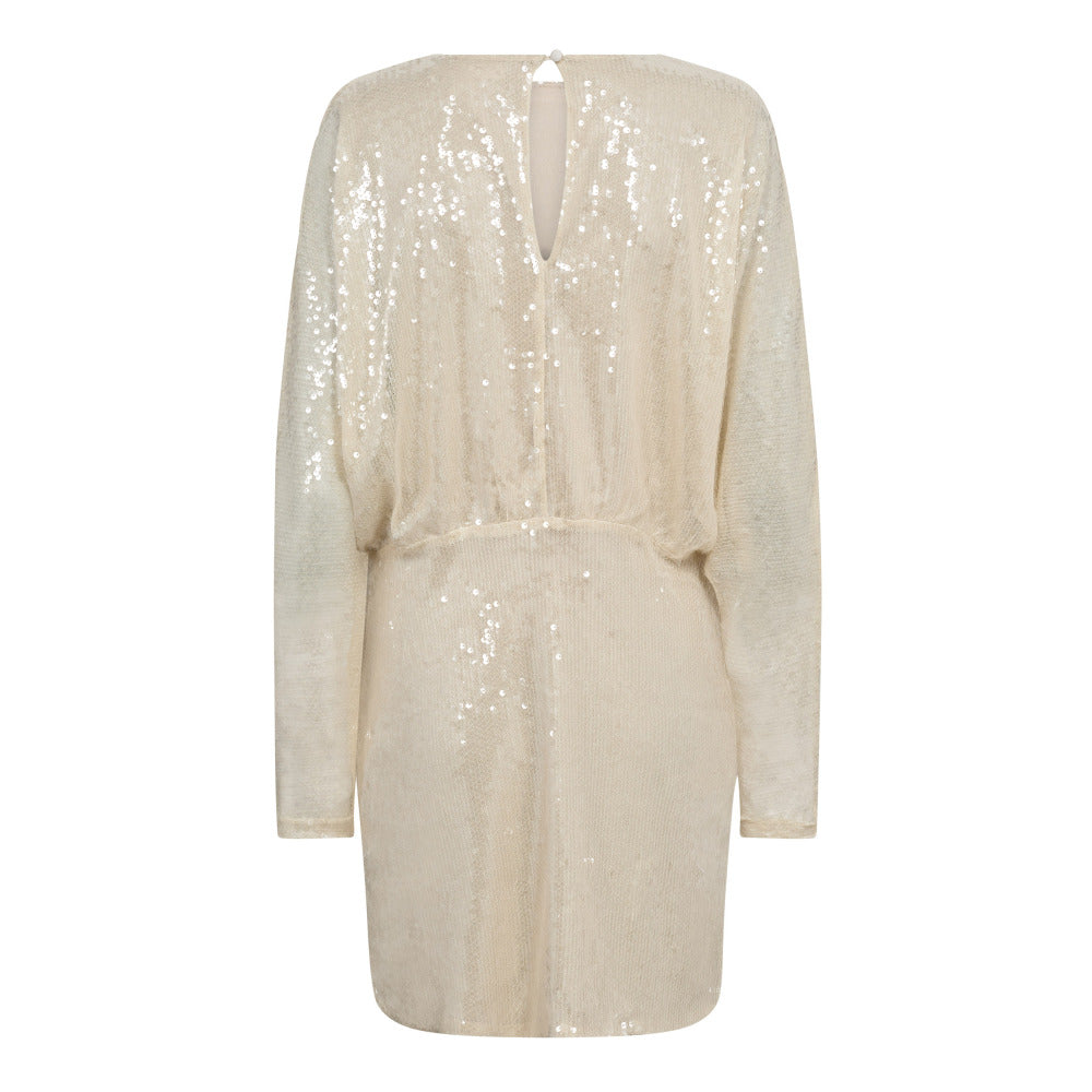Kleid-Co‘Couture-Serafin-Sequin-Mini-Palletten-Langarm-Champangner-beige