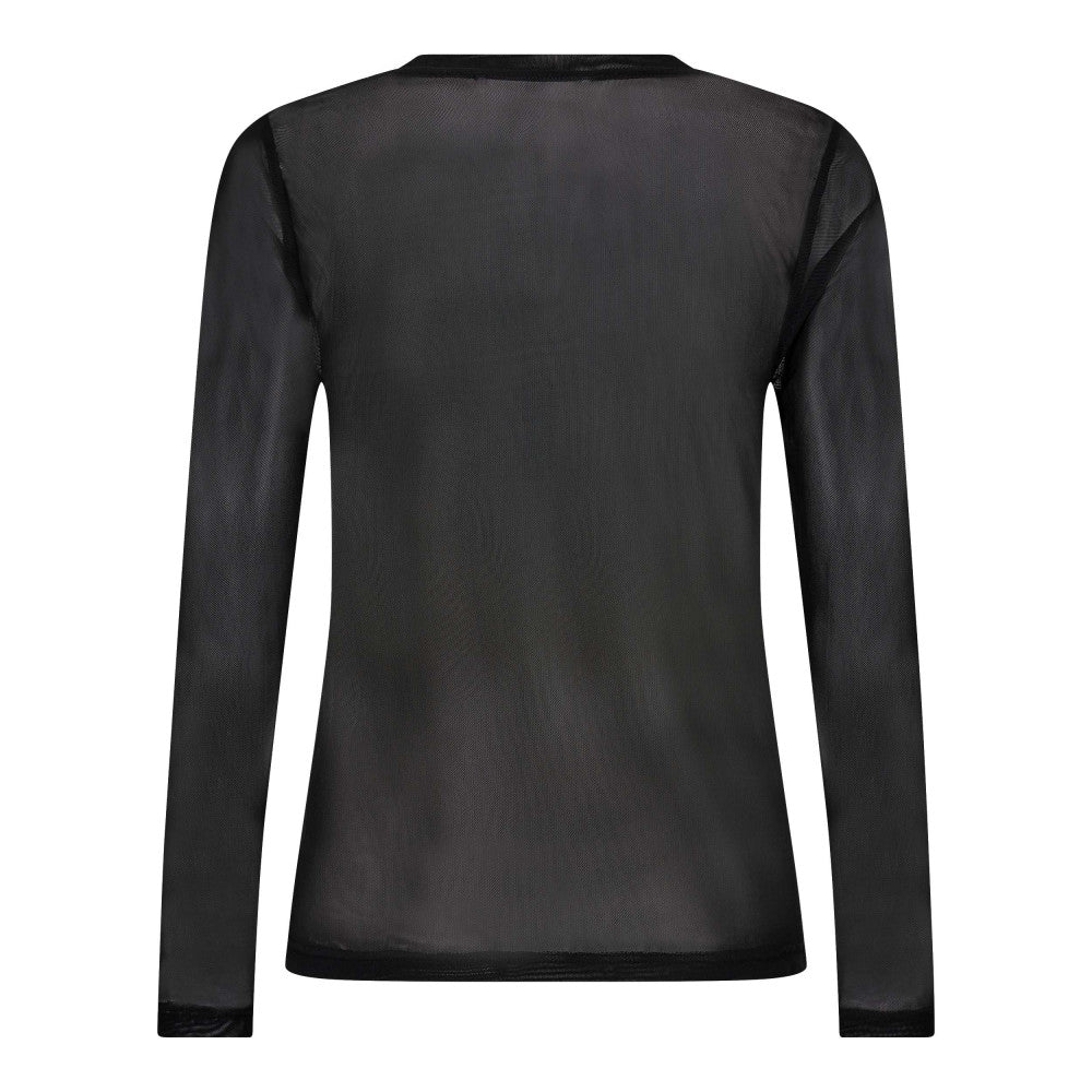 Shirt-Co‘Couture-Mesh-Blouse-O-Neck-Transparent-Langarm-schwarz