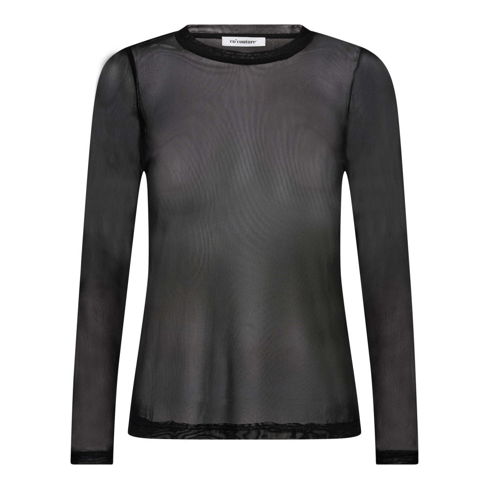 Shirt-Co‘Couture-Mesh-Blouse-O-Neck-Transparent-Langarm-schwarz